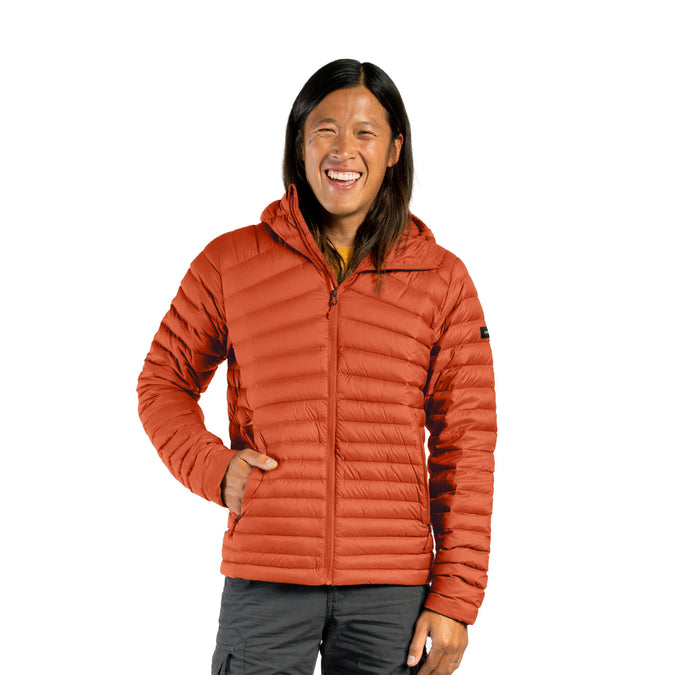 Forclaz Men's Mt100 Hooded Down Puffer Jacket in Orange, Size Small